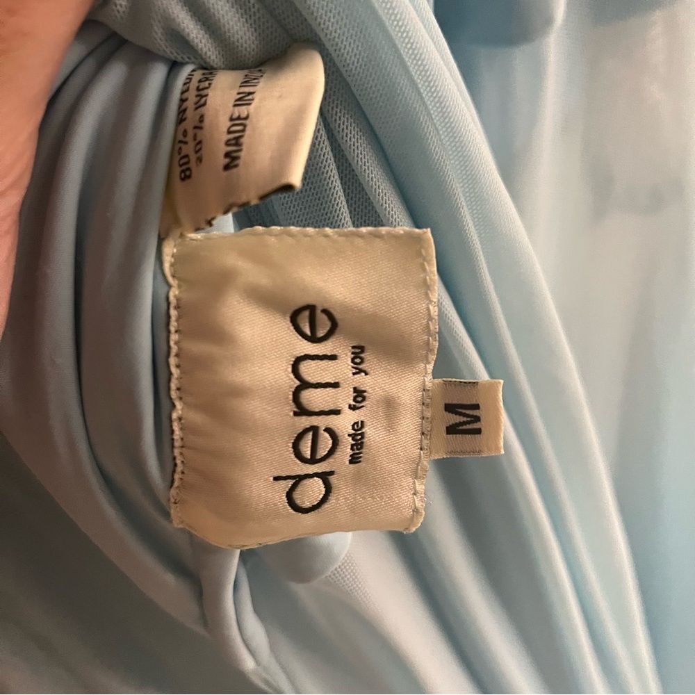 Deme by Gabriella Maxi Dress Light Blue Dahlia Gown Strapless size M - Picture 3 of 11